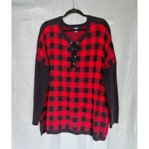 Chaps Main Cabin Buffalo Check Knit Pullover Sweater Top 3X Cozy Winter Comfort